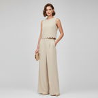 Thalassa | Co-ord Set Dames - Mouwloos Schelp Enkel Beige