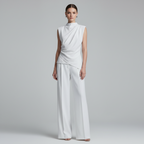 Elowen | Co-ord Set Dames - Mouwloos Wijde Pijpen Wit