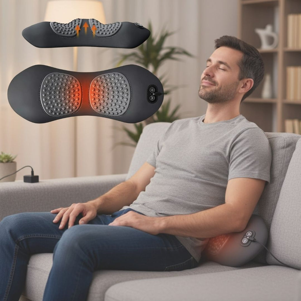 Rugmassageapparaat met Warmte en Vibratie voor de Onderrug – Lendenmassager met Rugsteun, Oplaadbaar