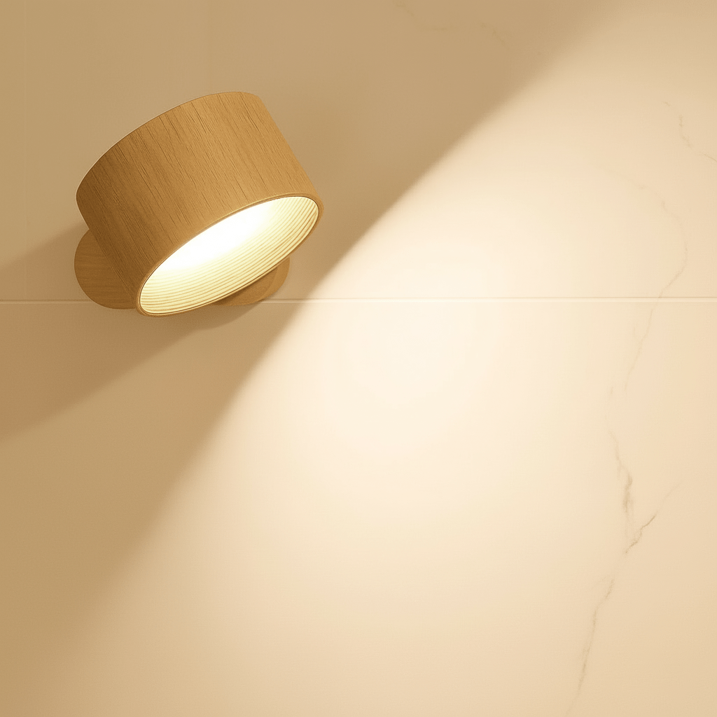 Draadloze Scandinavische Wandlamp met Afstandsbediening - Minimalistisch Design voor Binnen, Oplaadbaar met LED Verlichting Eik