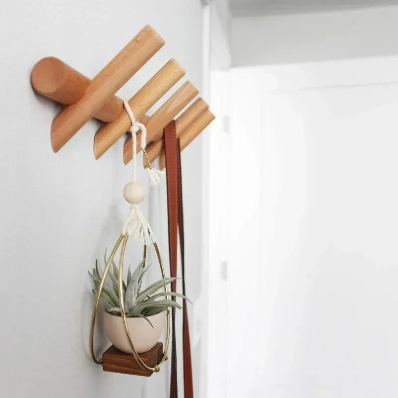 Duurzaam Eikenhouten Wandrek met 4 of 5 Haken voor Jassen en Tassen – Minimalistisch Ontwerp voor Moderne Ruimtes Default