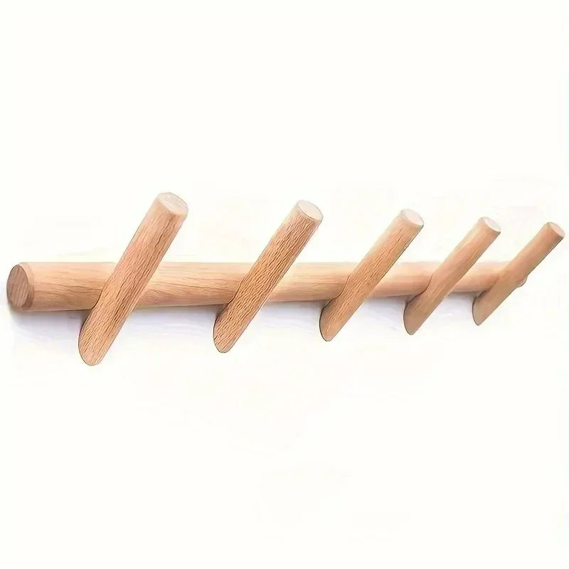 Duurzaam Eikenhouten Wandrek met 4 of 5 Haken voor Jassen en Tassen – Minimalistisch Ontwerp voor Moderne Ruimtes