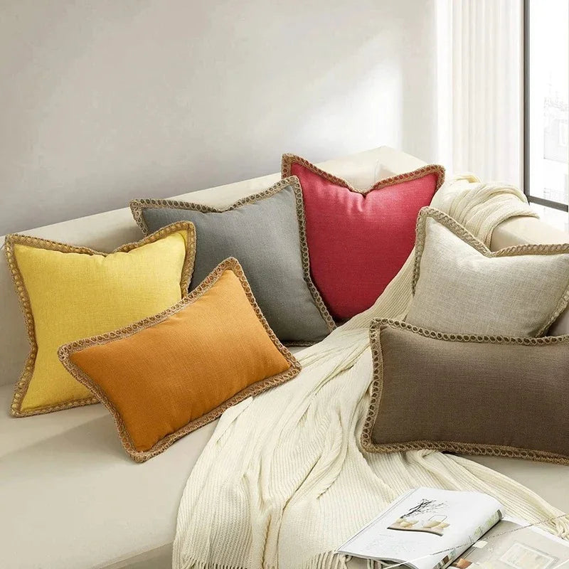 Elegante Kussensloop in Grijs en Rood – Duurzaam Polyester, Diverse Maten 30x50cm, 45x45cm, 50x50cm