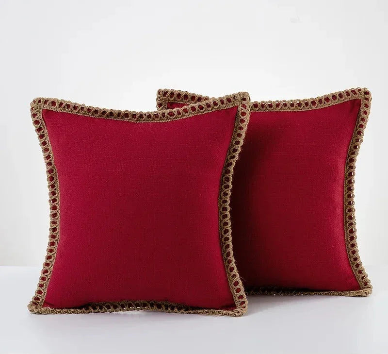 Elegante Kussensloop in Grijs en Rood – Duurzaam Polyester, Diverse Maten 30x50cm, 45x45cm, 50x50cm Rood