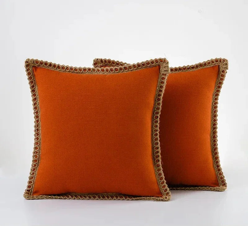 Elegante Kussensloop in Grijs en Rood – Duurzaam Polyester, Diverse Maten 30x50cm, 45x45cm, 50x50cm Oranje