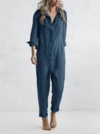 Thalassa | Jumpsuit Dames - Met Zakken - Knoopsluiting Blauw