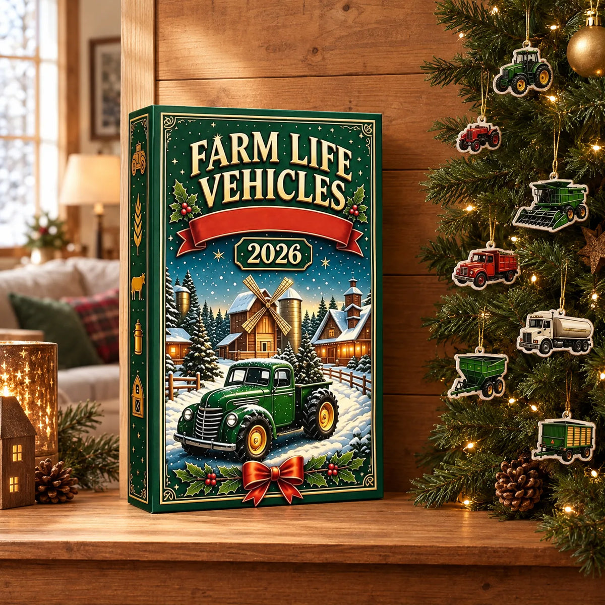 Trekker Adventskalender – 24 Landbouwvoertuigen Hangers van Acryl, van Combine tot Hooiwagen, voor Kinderen zonder Snoep