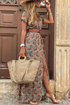 Felicity | Dames Maxi Jurk - Polyester, Paisleyprint, V-hals