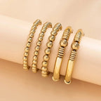 Flōre | 5-Delige Kralenarmbandenset voor Dames - Luxe Minimalistische Kralen Armbanden Set & Verstelbare Dunne Polsband Sieraden