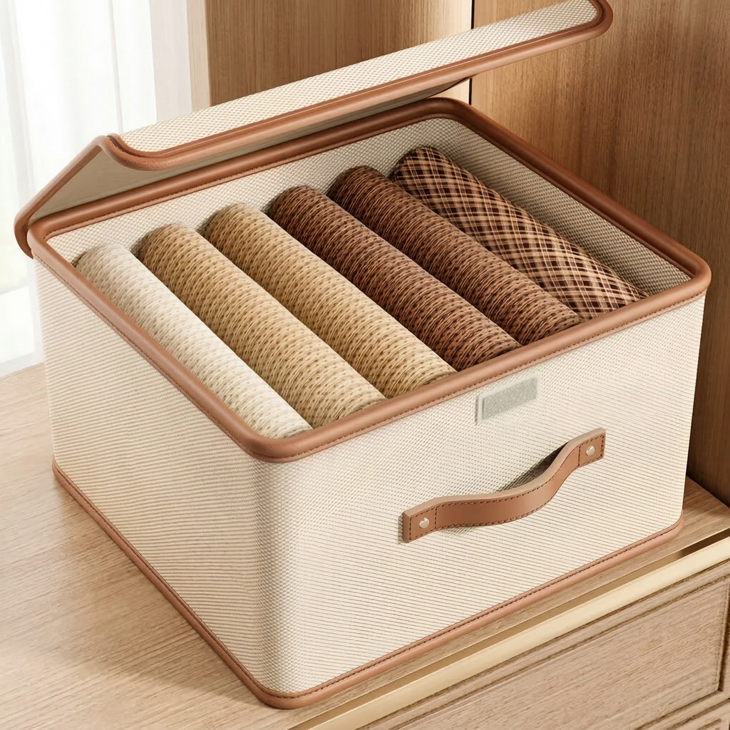Opvouwbare Opbergdoos met Deksel – Opbergbox van Oxford Stof met Handvatten voor Kast, Kleding & Speelgoed, 4 Maten