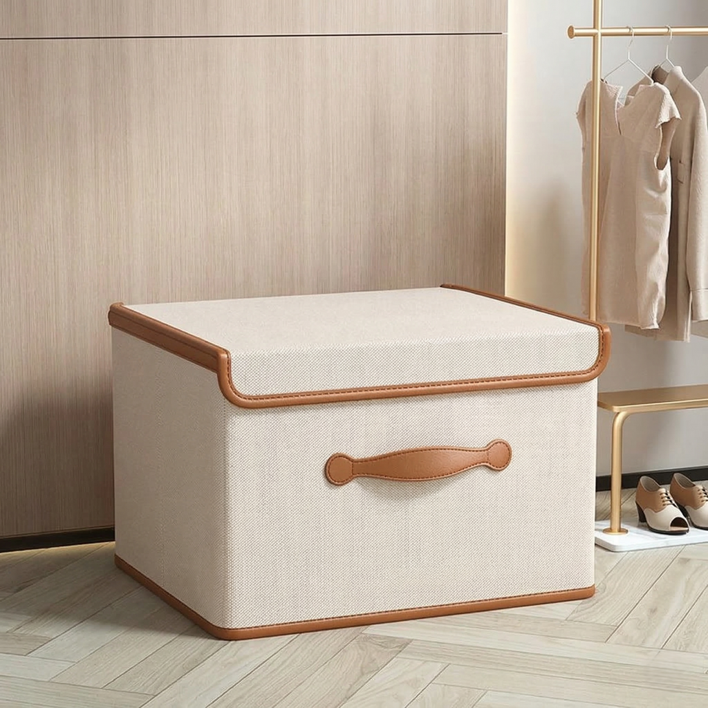 Opvouwbare Opbergdoos met Deksel – Opbergbox van Oxford Stof met Handvatten voor Kast, Kleding & Speelgoed, 4 Maten