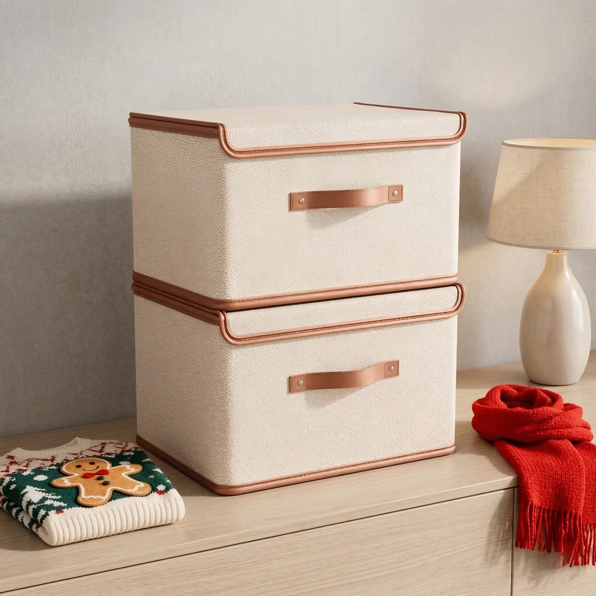 Opvouwbare Opbergdoos met Deksel – Opbergbox van Oxford Stof met Handvatten voor Kast, Kleding & Speelgoed, 4 Maten