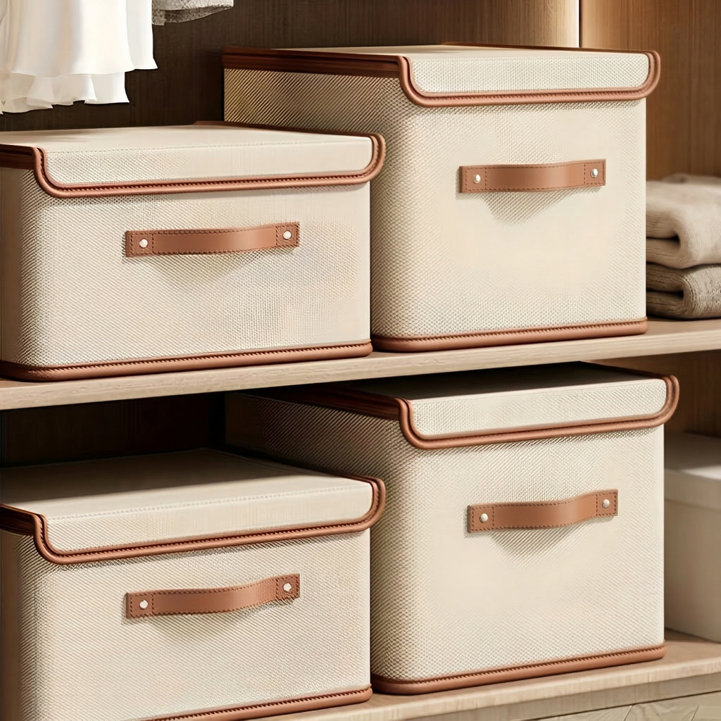 Opvouwbare Opbergdoos met Deksel – Opbergbox van Oxford Stof met Handvatten voor Kast, Kleding & Speelgoed, 4 Maten XL: (50 x 40 x 30 cm)