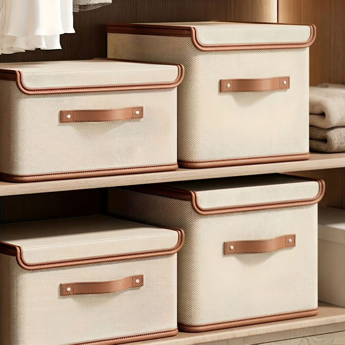 Opvouwbare Opbergdoos met Deksel – Opbergbox van Oxford Stof met Handvatten voor Kast, Kleding & Speelgoed, 4 Maten XL: (50 x 40 x 30 cm)