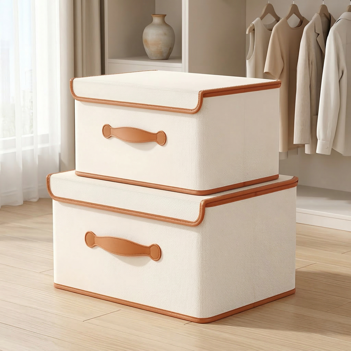 Opvouwbare Opbergdoos met Deksel – Opbergbox van Oxford Stof met Handvatten voor Kast, Kleding & Speelgoed, 4 Maten 2XL: (58 x 40 x 35 cm)