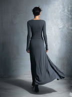 Gina | Dames Maxi Wikkeljurk - Stretch Polyester Katoenmix, Mouwloos Grijs