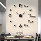 Grote 3D Wandklok met Stil Uurwerk en Driedimensionaal Ontwerp voor Modern Interieur Half - Zwart