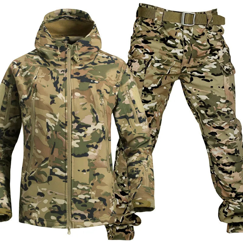 Wilshire | 2-Delige Waterdichte Heren Outdoor Set met Warme Fleecevoering - Winddicht Softshell Wandelpak Jas & Broek voor Vissen & Hiken