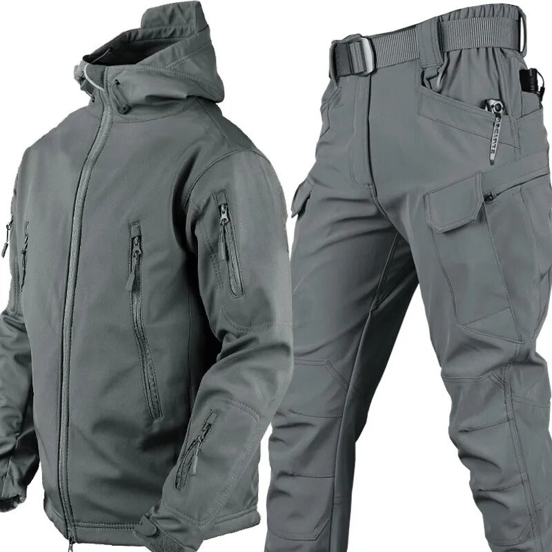 Wilshire | 2-Delige Waterdichte Heren Outdoor Set met Warme Fleecevoering - Winddicht Softshell Wandelpak Jas & Broek voor Vissen & Hiken