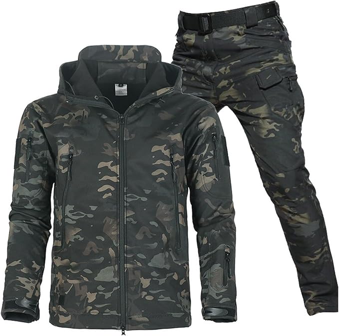 Wilshire | 2-Delige Waterdichte Heren Outdoor Set met Warme Fleecevoering - Winddicht Softshell Wandelpak Jas & Broek voor Vissen & Hiken