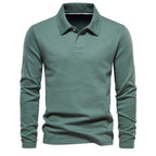 Heren Poloshirt Lange Mouwen met Klassieke Polokraag Donkergrijs