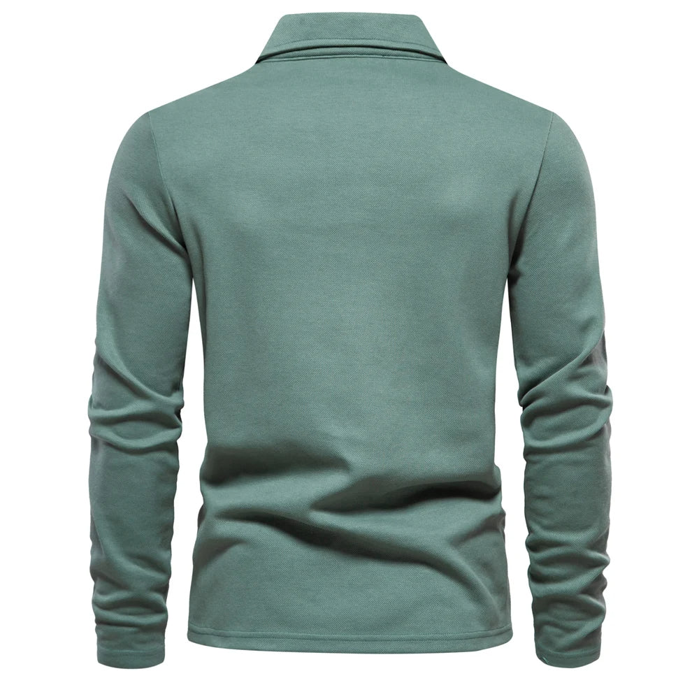 Nisyros | Heren Poloshirt Lange Mouwen met Klassieke Polokraag