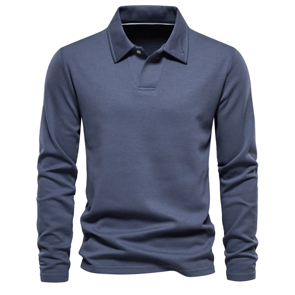 Nisyros | Heren Poloshirt Lange Mouwen met Klassieke Polokraag