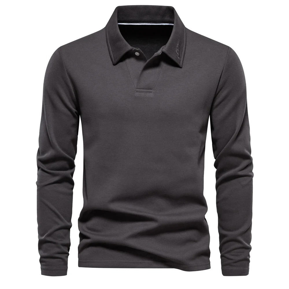 Nisyros | Heren Poloshirt Lange Mouwen met Klassieke Polokraag
