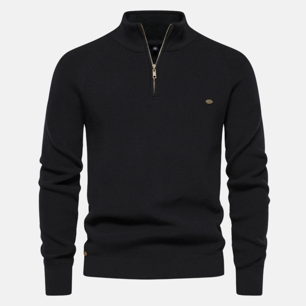 Hermosa | Stijlvolle Heren Sweater met Half-Zip & Opstaande Kraag - Warme Gebreide Trui met Ribgebreide Mouwen & Halve Rits