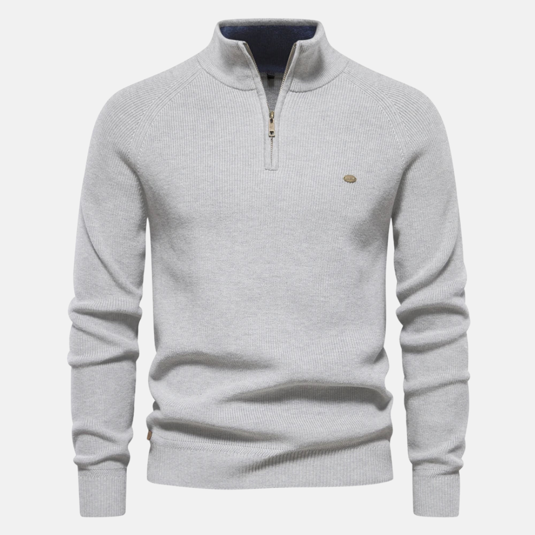 Hermosa | Stijlvolle Heren Sweater met Half-Zip & Opstaande Kraag - Warme Gebreide Trui met Ribgebreide Mouwen & Halve Rits