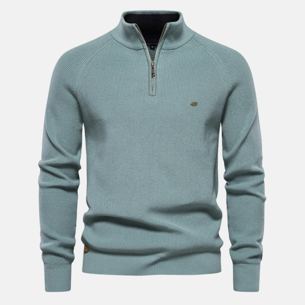 Hermosa | Stijlvolle Heren Sweater met Half-Zip & Opstaande Kraag - Warme Gebreide Trui met Ribgebreide Mouwen & Halve Rits