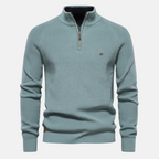 Hermosa | Stijlvolle Heren Sweater met Half-Zip & Opstaande Kraag - Warme Gebreide Trui met Ribgebreide Mouwen & Halve Rits