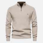 Hermosa | Stijlvolle Heren Sweater met Half-Zip & Opstaande Kraag - Warme Gebreide Trui met Ribgebreide Mouwen & Halve Rits