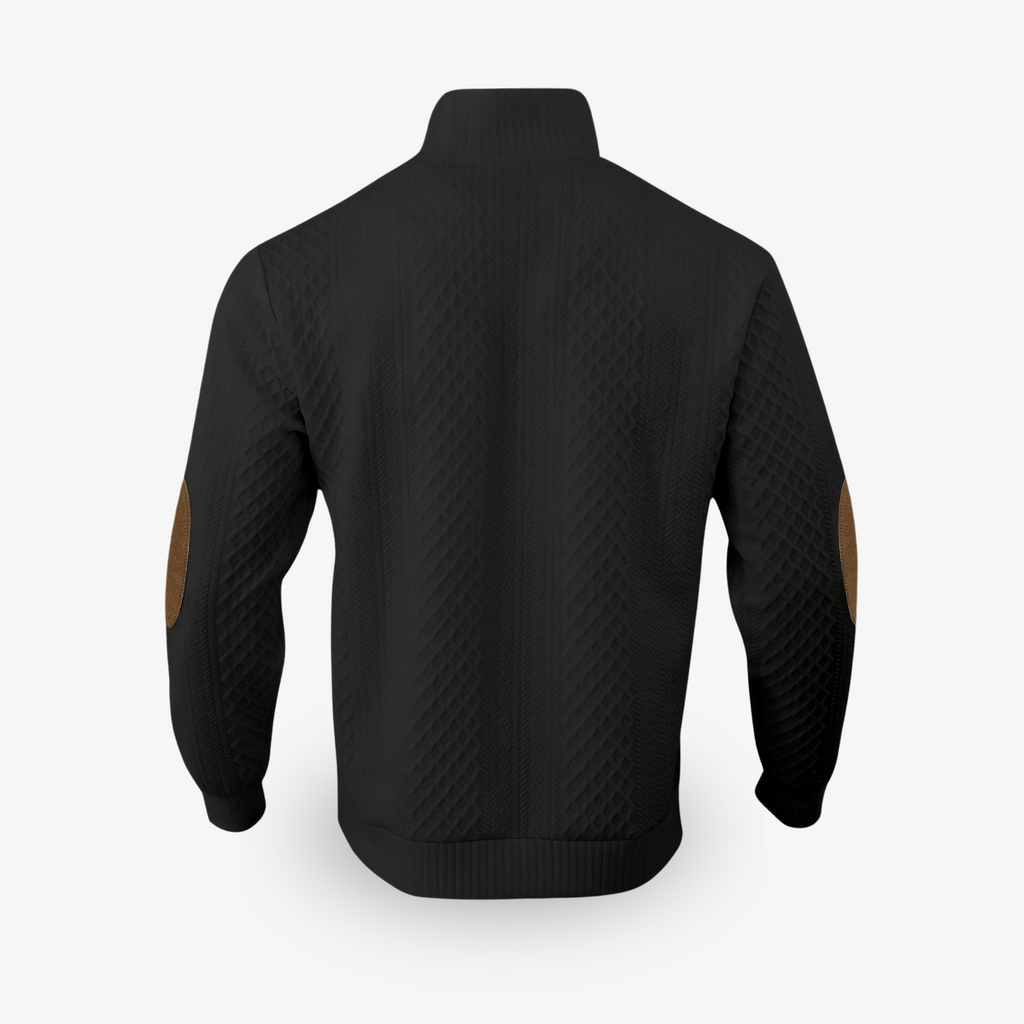 Zipari | Luxe Gebreide Heren Kabeltrui met Elleboogstukken - Warme Wintertrui met Ronde Hals & Patches