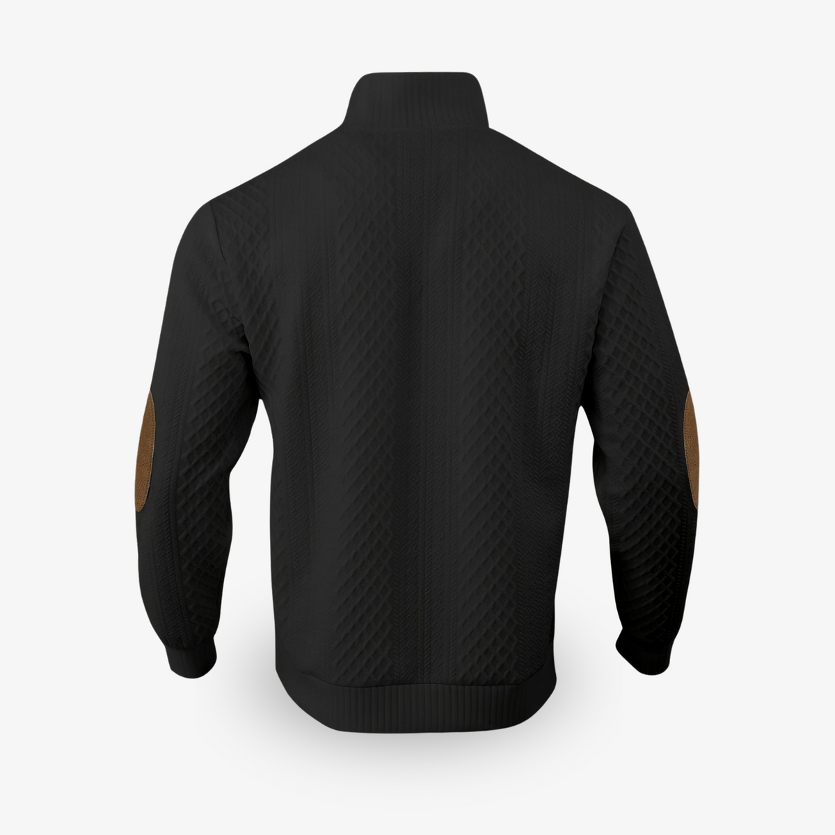 Zipari | Luxe Gebreide Heren Kabeltrui met Elleboogstukken - Warme Wintertrui met Ronde Hals & Patches
