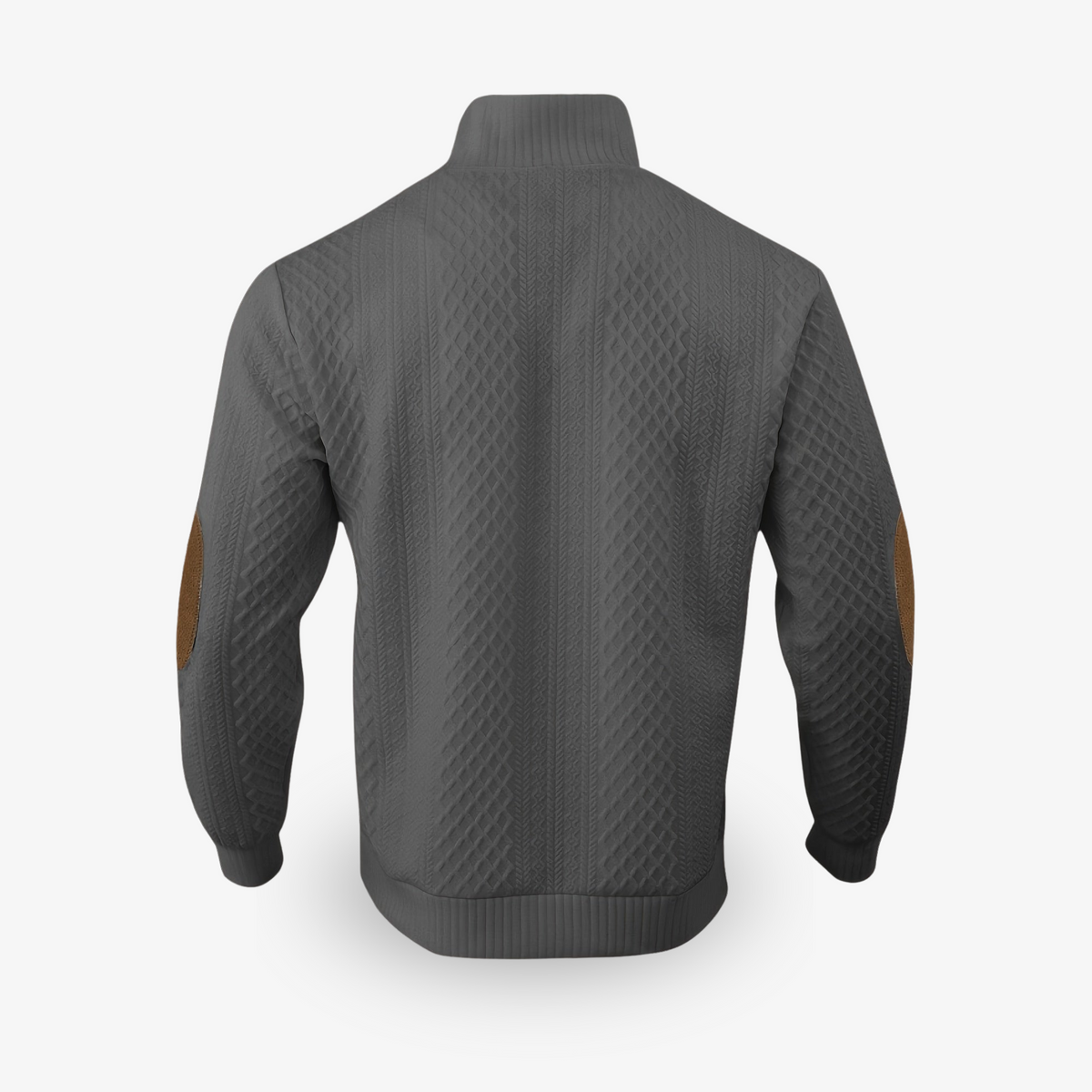 Zipari | Luxe Gebreide Heren Kabeltrui met Elleboogstukken - Warme Wintertrui met Ronde Hals & Patches