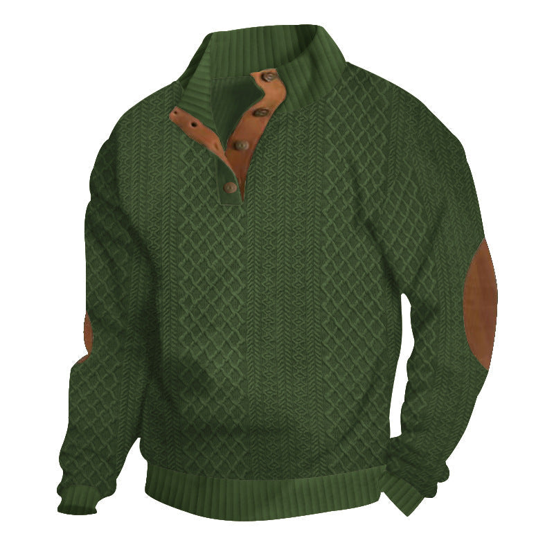 Zipari | Luxe Gebreide Heren Kabeltrui met Elleboogstukken - Warme Wintertrui met Ronde Hals & Patches