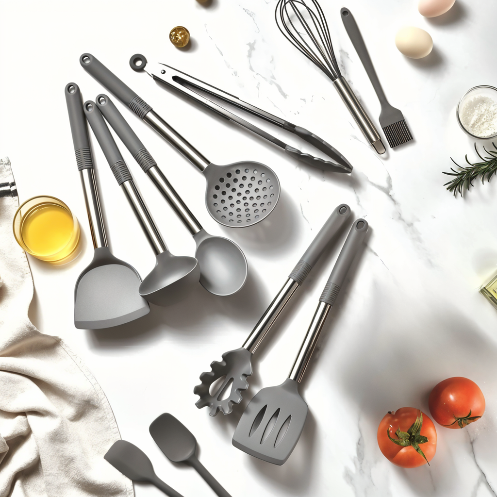 12-delige Siliconen Keukengereedschapset – Kookgerei met RVS Handvatten, Hittebestendig – Culinara Pro