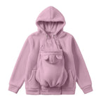 Zachte Fleece Draaghoodie met Voorzak voor Babydragen – Babydraag Hoodie voor Mama & Papa, 5 Kleuren, S–XXL Roze