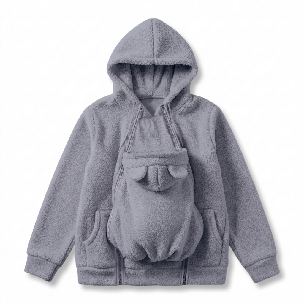 Zachte Fleece Draaghoodie met Voorzak voor Babydragen – Babydraag Hoodie voor Mama & Papa, 5 Kleuren, S–XXL