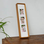 Jessie Fotolijst van Massief Hout voor Drieluik en Viervoudige Foto's - Klassiek en Elegante Fotolijsten voor Thuis en Kantoor Teak-3 40x10cm-5.7x8.2cm