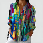 Katrin | Dames Blouse - Geometrisch Patroon, Comfortabel en Luchtig