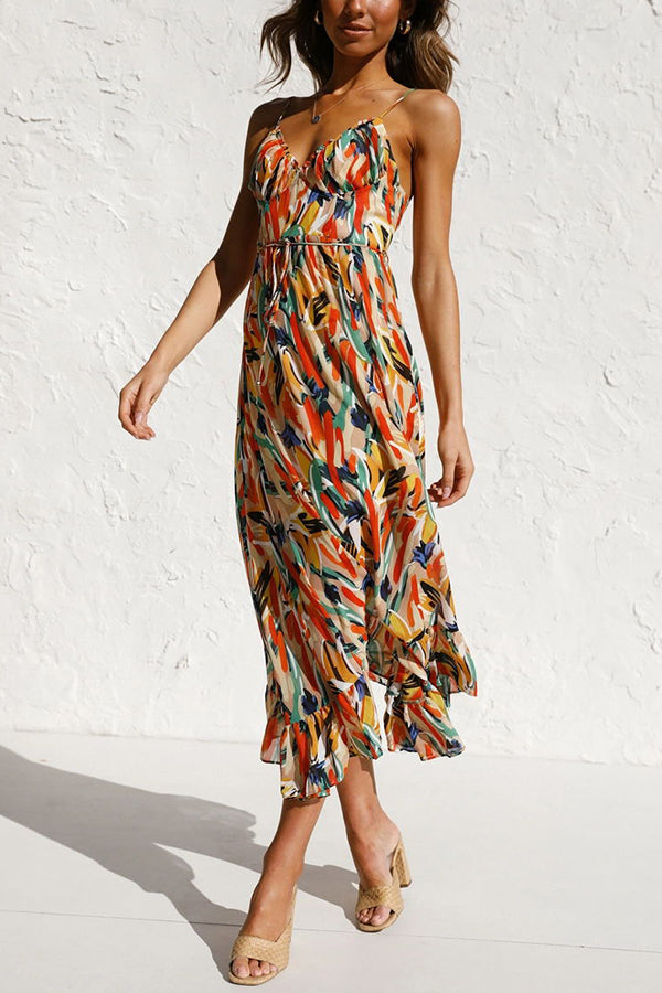 Kira | Dames Midi Jurk - Kleurrijke Print, Casual en Ademend Polyester