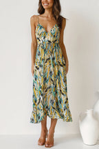 Kira | Dames Midi Jurk - Kleurrijke Print, Casual en Ademend Polyester Blauw