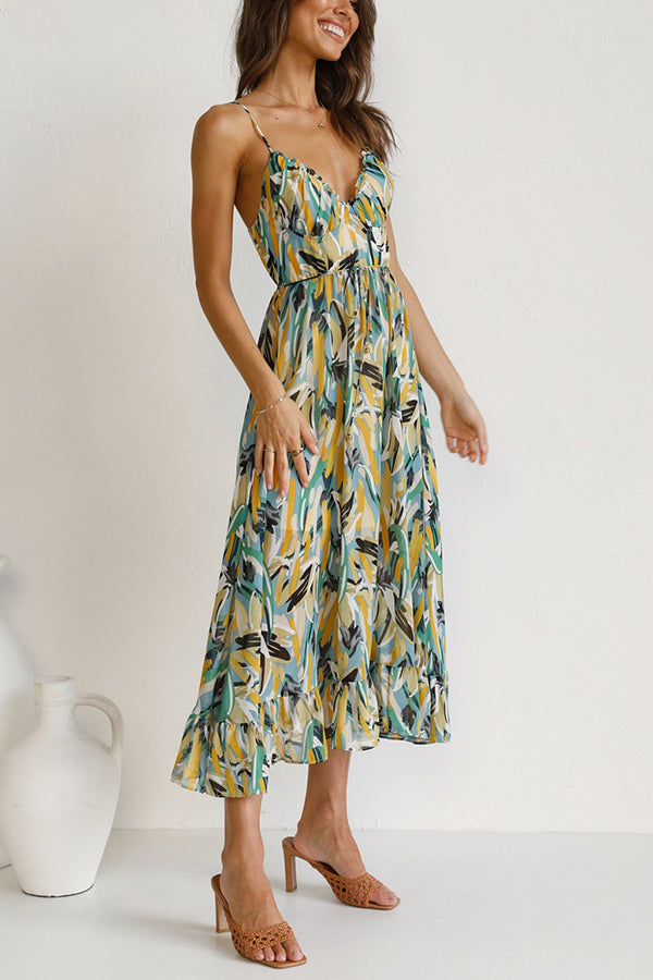Kira | Dames Midi Jurk - Kleurrijke Print, Casual en Ademend Polyester