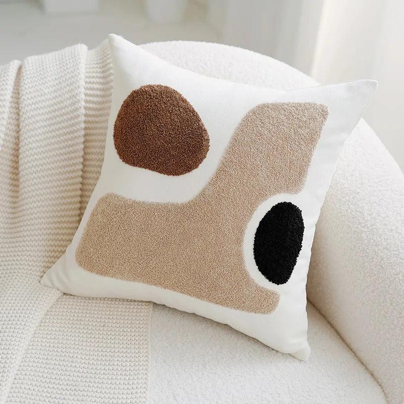 Kussensloop Vintage Bruin en Crème Patchwork – Zacht Polyester met Verborgen Ritssluiting 45x45cm en 30x50cm F 45x45cm