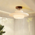 Plafondlamp Hout en Glas Scandinavisch E27 Hal Gang Keuken Eetkamer Nordic Naturel Koper