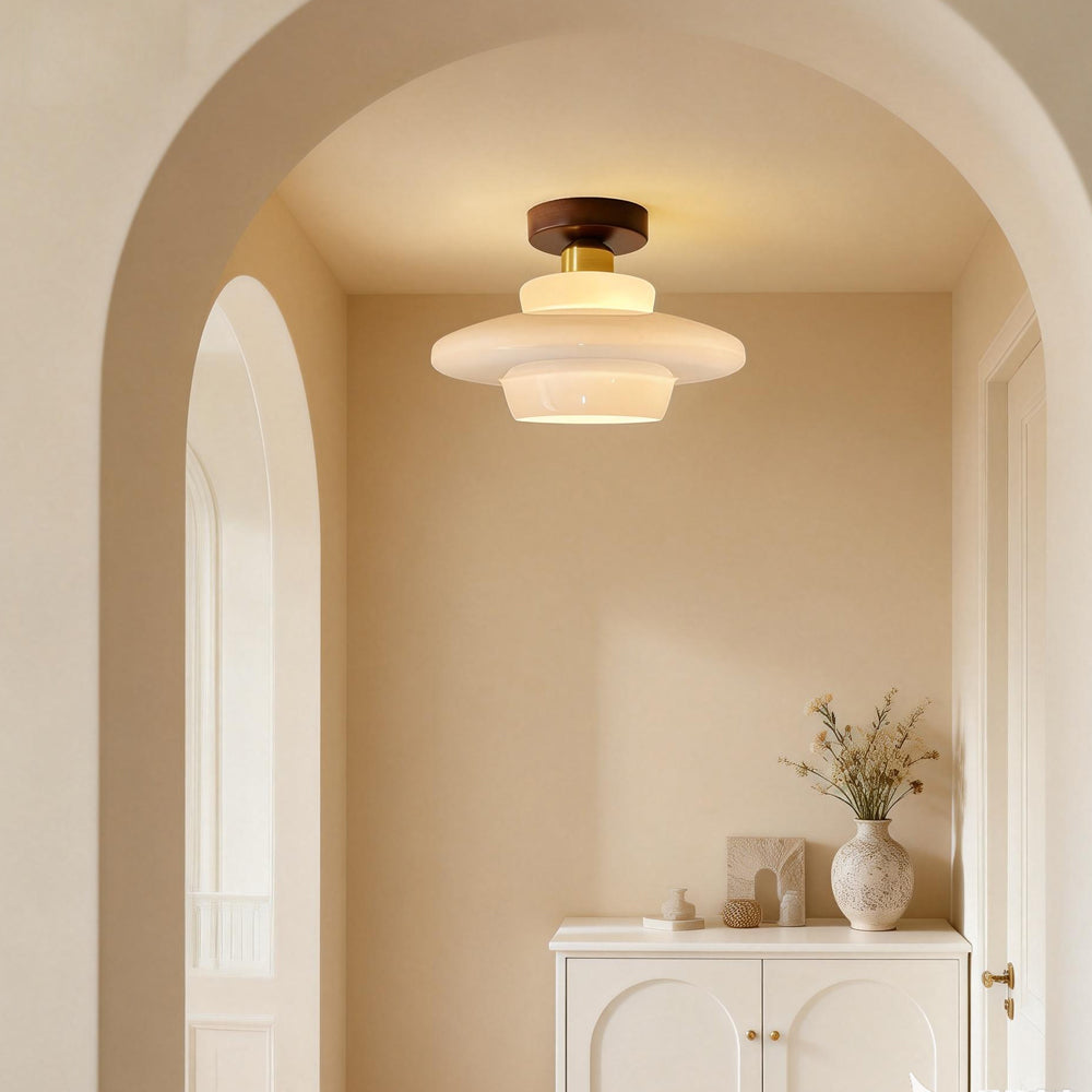 Plafondlamp Hout en Glas Scandinavisch E27 Hal Gang Keuken Eetkamer Nordic Naturel Koper