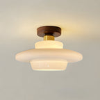 Plafondlamp Hout en Glas Scandinavisch E27 Hal Gang Keuken Eetkamer Nordic Naturel Koper Crèmewit & Koper C - ⌀ 32 cm × H 20 cm - 16W