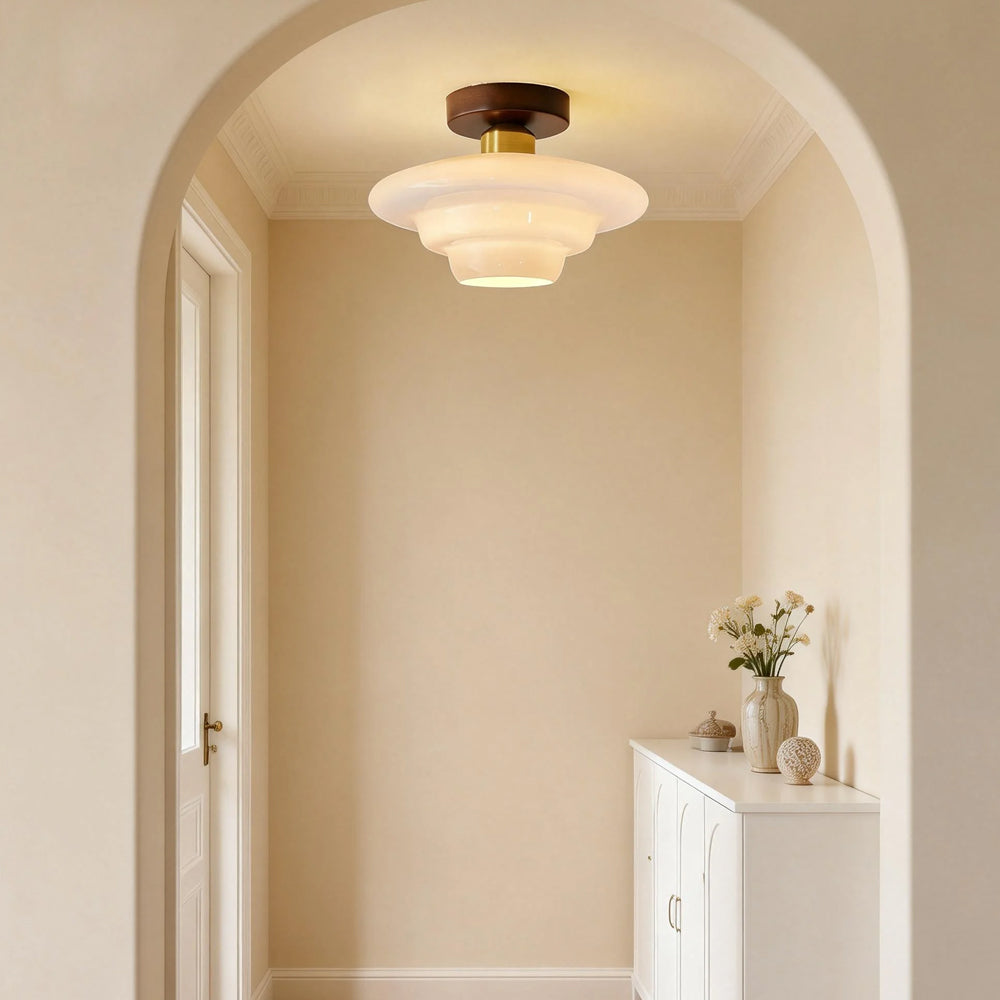 Plafondlamp Hout en Glas Scandinavisch E27 Hal Gang Keuken Eetkamer Nordic Naturel Koper